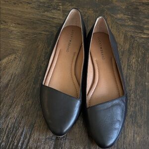 Lucky Brand Black Leather Slip-On Shoes
